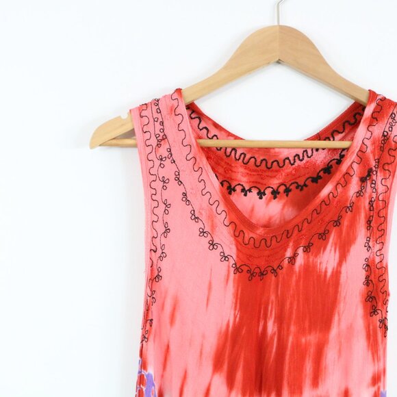 *Flowy Tie-Dye Embroidered Maxi Dress - Picture 3 of 7